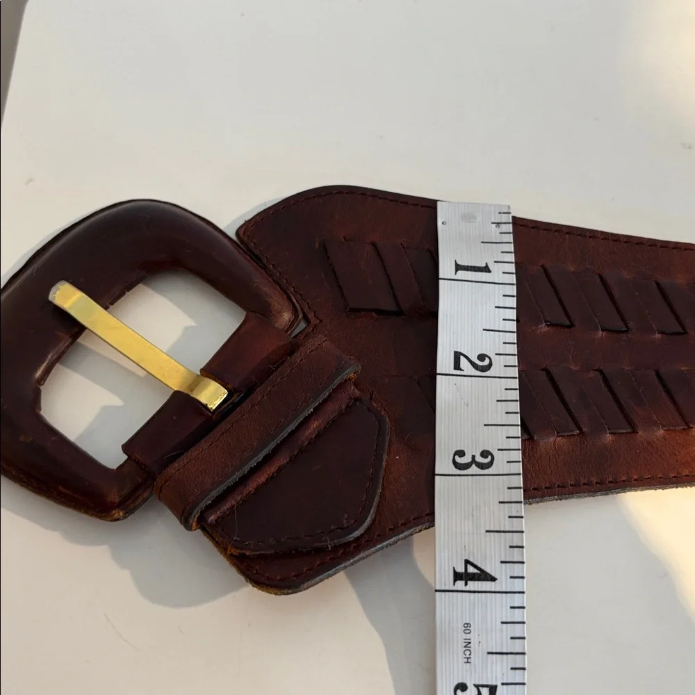 Vintage Bretton’s brown asymmetrical leather belt size small - Picture 11 of 15